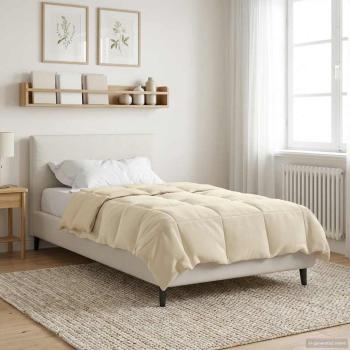 ARDEBO.de - Ganzjahresbettdecke 135 x 220 cm 4 Jahreszeiten Creme