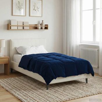 ARDEBO.de - Winterbettdecke Gepolstert Dunkelblau 140 x 220 cm Mikrofaser