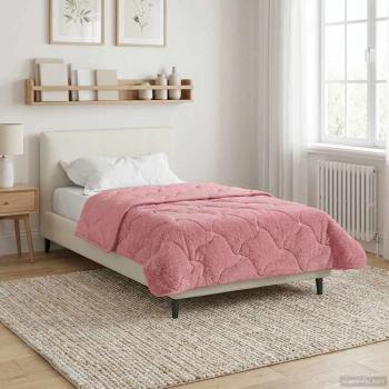 Sommerdecke Rosa 140 x 220 cm Mikrofaser und Teddy-Fleece