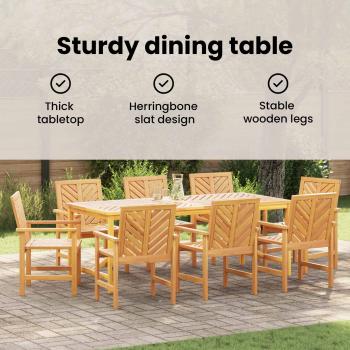 Garten Essgruppe 9 Stk. Braun Massivholz Akazie