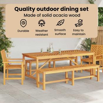 Garten Essgruppe 5 Stk. Braun Massivholz Akazie