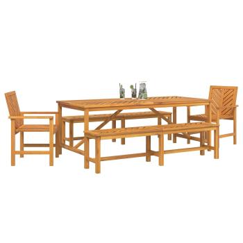Garten Essgruppe 5 Stk. Braun Massivholz Akazie