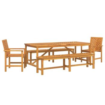 Garten Essgruppe 5 Stk. Braun Massivholz Akazie