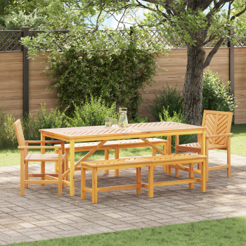 Garten Essgruppe 5 Stk. Braun Massivholz Akazie