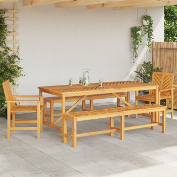 Garten Essgruppe 5 Stk. Braun Massivholz Akazie
