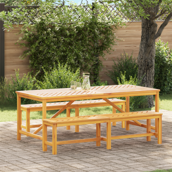 Garten Essgruppe 3 Stk. Braun Massivholz Akazie