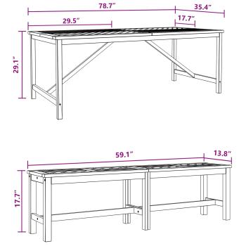 Garten Essgruppe 3 Stk. Braun Massivholz Akazie