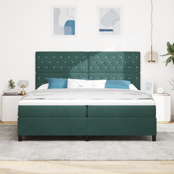 Boxspringbett mit Matratze Dunkelgrün 200 x 200 cm Samt