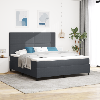 Boxspringbett Dunkelgrau und Weiß 180 x 200 cm Cordstoff