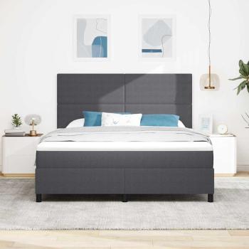 LED Boxspringbett Dunkelgrau und Weiß 180 x 200 cm Cordstoff