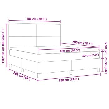 LED Boxspringbett Dunkelgrau und Weiß 180 x 200 cm Cordstoff