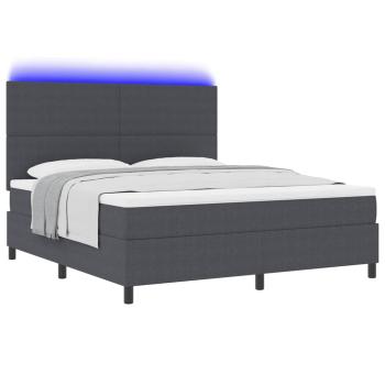 LED Boxspringbett Dunkelgrau und Weiß 180 x 200 cm Cordstoff