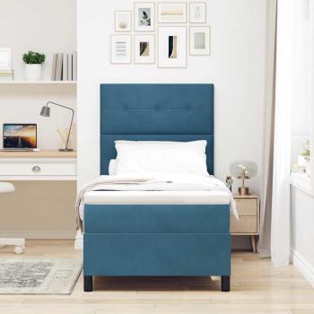 ARDEBO.de - LED Boxspringbett mit Kopfteil Dunkelblau 80 x 200 cm Samt