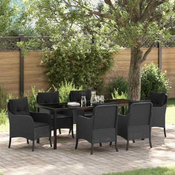 ARDEBO.de - Garten Essgruppe 7 stk. Schwarz Poly-Rattan