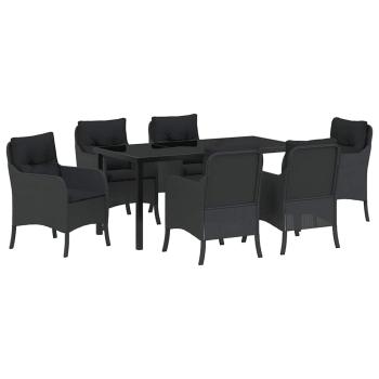 Garten Essgruppe 7 stk. Schwarz Poly-Rattan