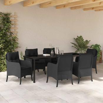 Garten Essgruppe 7 stk. Schwarz Poly-Rattan