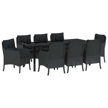 Garten Essgruppe 9 Stk. Schwarz Poly-Rattan