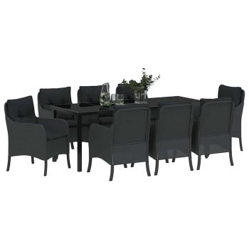 Garten Essgruppe 9 Stk. Schwarz Poly-Rattan