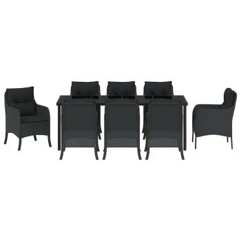 Garten Essgruppe 9 Stk. Schwarz Poly-Rattan