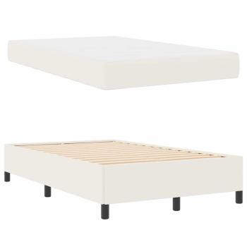 Bettrahmen mit Matratze Creme 120 x 190 cm Stoff