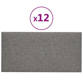 Wandkopfteilen 12 Stk. 30 x 15 cm Hellgrau Stoff