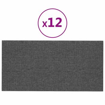 Wandkopfteilen 12 Stk. 30 x 15 cm Dunkelgrau Stoff