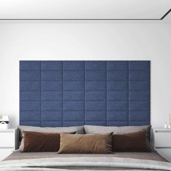 ARDEBO.de - Wandkopfteilen 12 Stk. 30 x 15 cm Blau Stoff