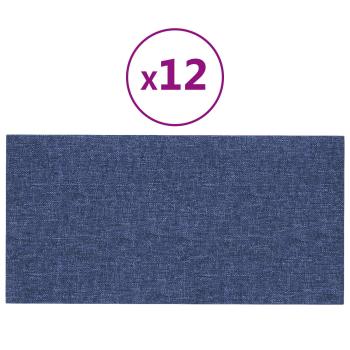 Wandkopfteilen 12 Stk. 30 x 15 cm Blau Stoff