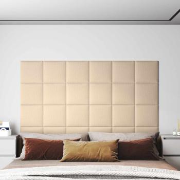 ARDEBO.de - Wandkopfteilen 12 Stk. 30 x 30 cm Creme Stoff