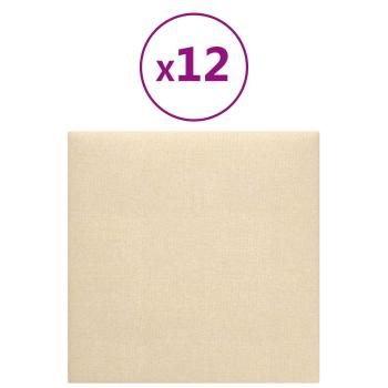 Wandkopfteilen 12 Stk. 30 x 30 cm Creme Stoff