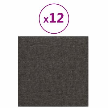 Wandkopfteilen 12 Stk. 30 x 30 cm Dunkelgrau Stoff