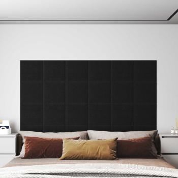 ARDEBO.de - Wandkopfteilen 12 Stk. 30 x 30 cm Schwarz Stoff