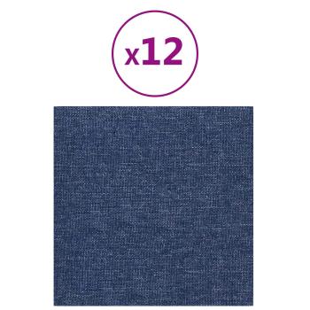 Wandkopfteilen 12 Stk. 30 x 30 cm Blau Stoff