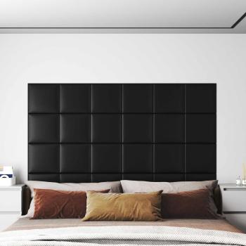 ARDEBO.de - Wandkopfteilen 12 Stk. 30 x 30 cm Schwarz Stoff