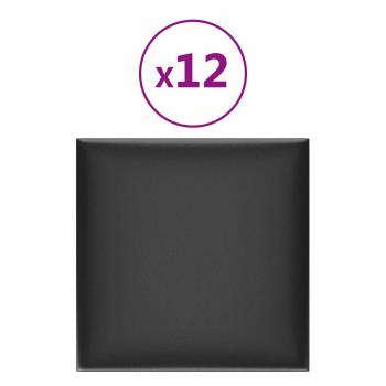 Wandkopfteilen 12 Stk. 30 x 30 cm Schwarz Stoff