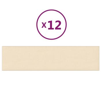 Wandkopfteilen 12 Stk. 60 x 15 cm Creme Stoff