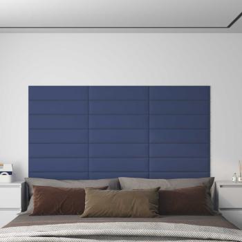 ARDEBO.de - Wandkopfteilen 12 Stk. 60 x 15 cm Blau Stoff