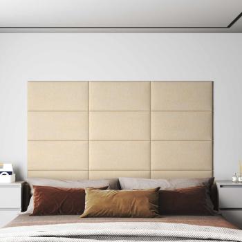 ARDEBO.de - Wandkopfteilen 12 Stk. 60 x 30 cm Creme Stoff