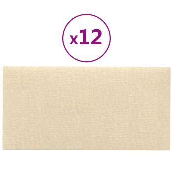 Wandkopfteilen 12 Stk. 60 x 30 cm Creme Stoff