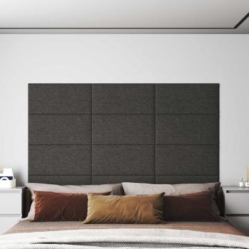 ARDEBO.de - Wandkopfteilen 12 Stk. 60 x 30 cm Dunkelgrau Stoff