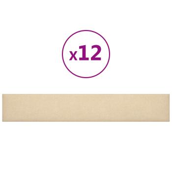 Wandkopfteilen 12 Stk. 90 x 15 cm Creme Stoff