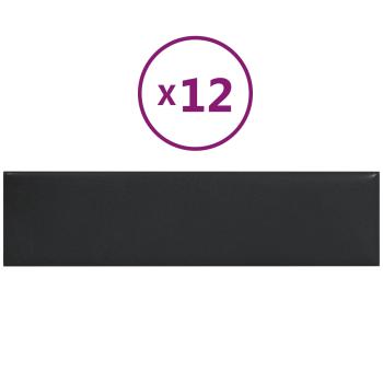 Wandkopfteilen 12 Stk. 60 x 15 cm Schwarz Stoff
