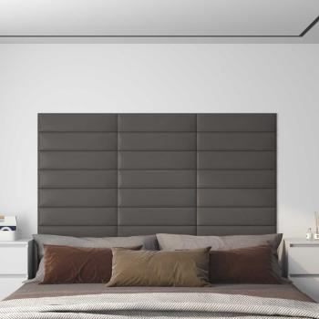 ARDEBO.de - Wandkopfteilen 12 Stk. 60 x 15 cm Grau Stoff