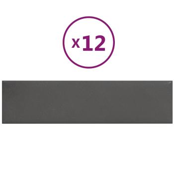 Wandkopfteilen 12 Stk. 60 x 15 cm Grau Stoff