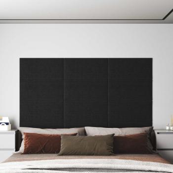 ARDEBO.de - Wandkopfteilen 12 Stk. 60 x 30 cm Schwarz Stoff