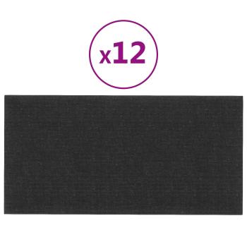 Wandkopfteilen 12 Stk. 60 x 30 cm Schwarz Stoff