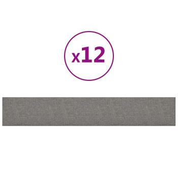 Wandkopfteilen 12 Stk. 90 x 15 cm Hellgrau Stoff