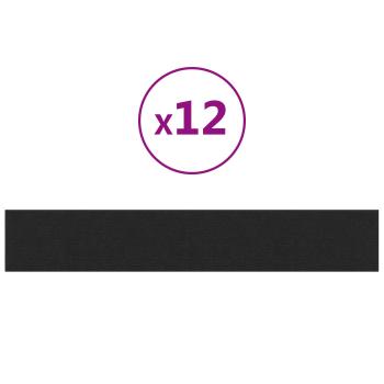 Wandkopfteilen 12 Stk. 90 x 15 cm Schwarz Stoff