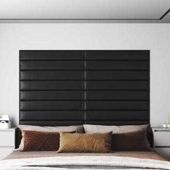 ARDEBO.de - Wandkopfteilen 12 Stk. 90 x 15 cm Schwarz Stoff