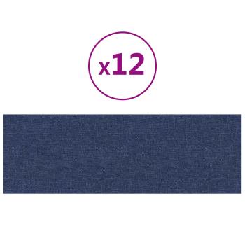 Wandkopfteilen 12 Stk. 90 x 30 cm Blau Stoff